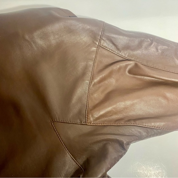 Remy Vintage Brown Buttery Soft Leather Belted Oversized Unisex Jacket, Med/Lg - Picture 14 of 16